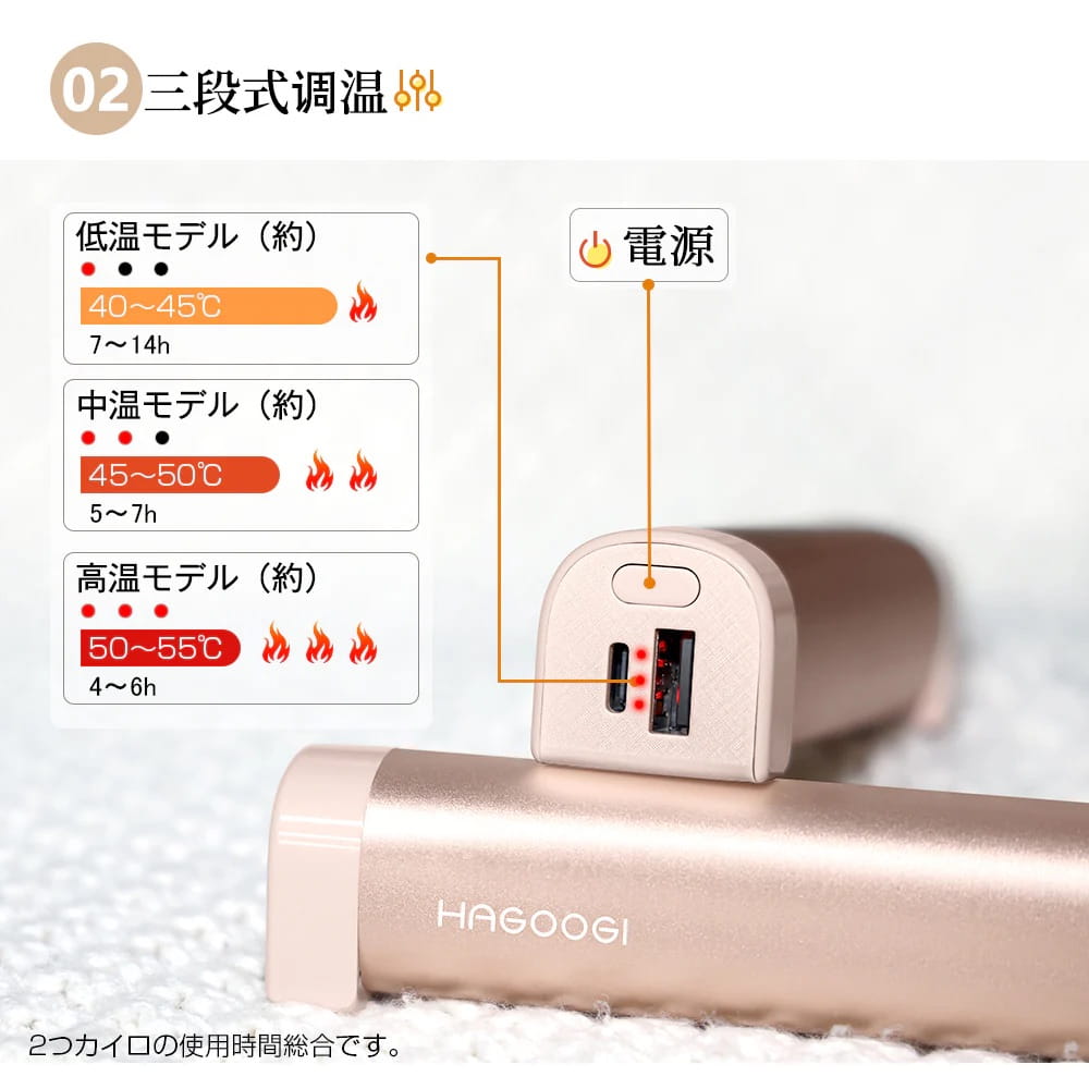 HAGOOGI充電式カイロの温度調節